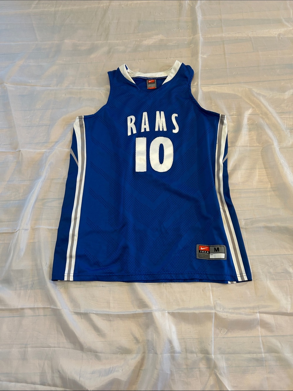Vintage Nike Royal Blue Rams Basketball Jersey with White Accents #10